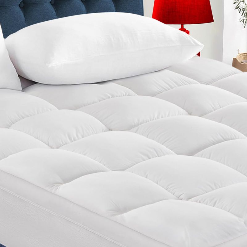 Photo 1 of CYMULA Mattress Topper Queen Size - Extra Thick Cooling Mattress Pad Cover for Back Pain - Soft Mattress Protector Firm Bed Topper Pillow Top with 8-21 Inch Deep Pocket 3D Snow Down Alternative Fill