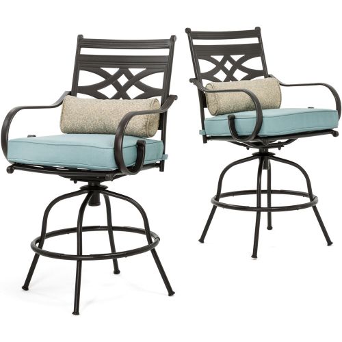 Photo 1 of Hanover Montclair High-Dining Counter-Height Swivel Chairs, Set of 2, in Ocean Blue