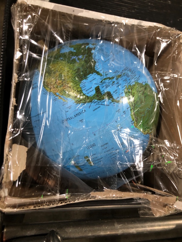 Photo 1 of Waypoint Geographic Illuminated Desk Globe with Stand and Raised Relief Features - 1,000's of Up-to-Date Named Places & Points of Interest - Wood Stand (Blue)