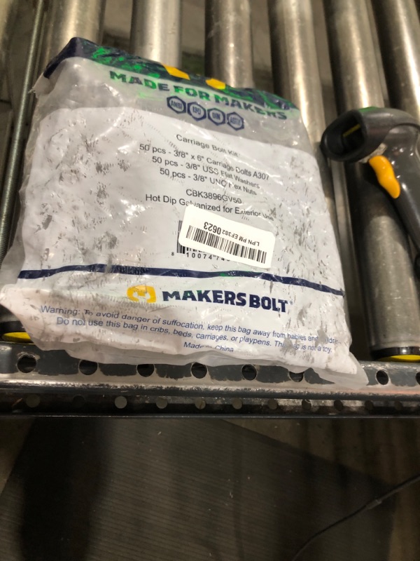 Photo 1 of 3/8" x 6" (50 Pack) Galvanized Carriage Bolt Kit, Grade 307A, Hot Dip Galvanized for Exterior Use by Makers Bolt