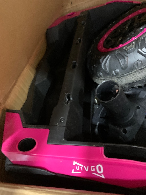 Photo 1 of Evmore 4WD Kids Ride on Car, 24V Electric Off-Road UTV Truck, 20" Spacious 2 Seat, 7Ah Large Battery Electric Car with Remote Control, Safety Belt, Horn, Music, and Lights for Kids Aged 3-8 Years Pink
