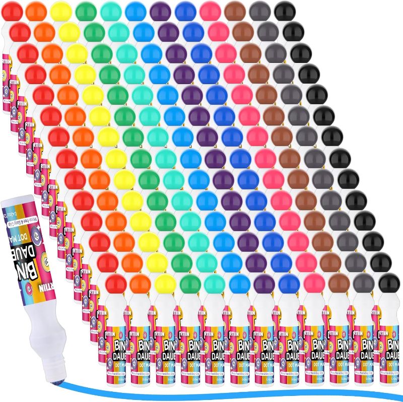 Photo 1 of Crtiin 96pcs Bingo Daubers Bulk in 12 Colors, 0.5 Oz, Assorted Colors Set of Bingo Markers,bingo Supplies Dot Markers Dot Paint Craft Ideal for Art and Crafts Painting Supplies Drawing Coloring
