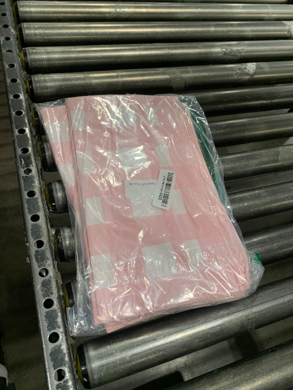 Photo 1 of Kesfey 8 Packs Pink and White Checkered Tablecovers 54 x 108 Inches Disposable Party Picnic Table Cloth 