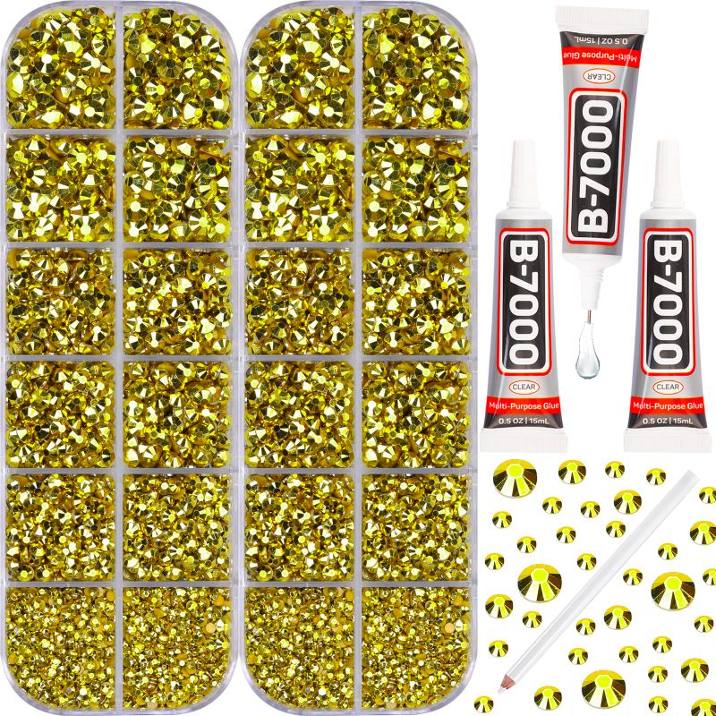 Photo 1 of 11000Pcs Gold Rhinestones with b7000 Glue for Crafts Clothing Clothes Nails Crafting
