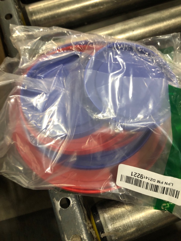 Photo 1 of Replacement Lids for Pyrex Round (2) 7202-PC 1 Cup Blue (2) 7200-PC 2 Cup Red (2) 7201-PC 4 Cup Blue (1) 7402-PC 6/7 Cup Red