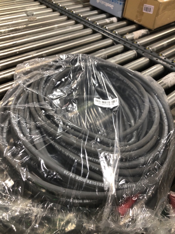 Photo 1 of Heliwoo Pressure Washer Hose 100ft 4200PSI with 3/8 Quick Connect, 1/4 Commercial Grade Steel Wire Braided Kink Resistant Power Washer Extension Hose, Flexible Replacement Hose Adapter Set
