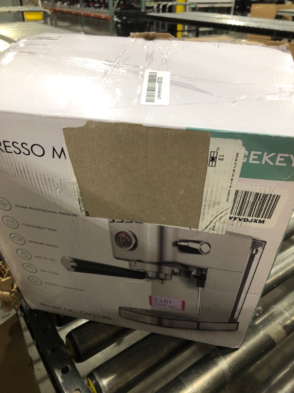 Photo 1 of Spacekey Espresso Machine 20 Bar, Professional 1350W Espresso Maker with Milk Frother, Compact Stainless Steel Cappuccino & Latte & Americano Maker with 39oz Removable Water Tank, Silver