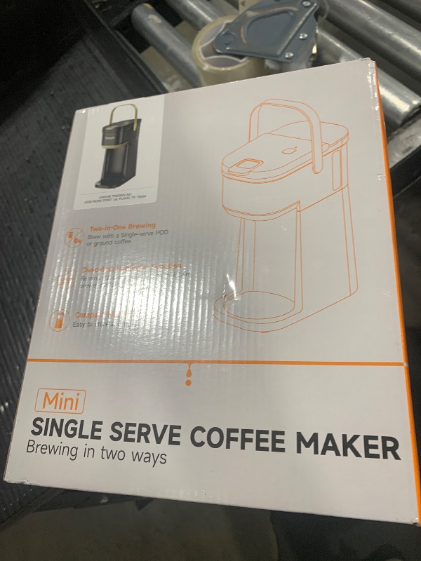 Photo 1 of Tastyle Single Serve One Cup Coffee Maker, for K Cups and Grounds, Mini Coffee Maker with Portable Handle, 6 to 12 Oz Brew Size, for Travel, Camping, Office, RV and Dorm, 120V, Black and Gold