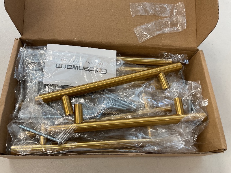 Photo 1 of goldenwarm Kitchen Cabinet Pulls Brushed Brass Drawer Pulls Gold 5in Cabinet Handles Modern Hardware for Kitchen Cupboard Bedroom Drawer Bathroom Furniture Door, 10Pack