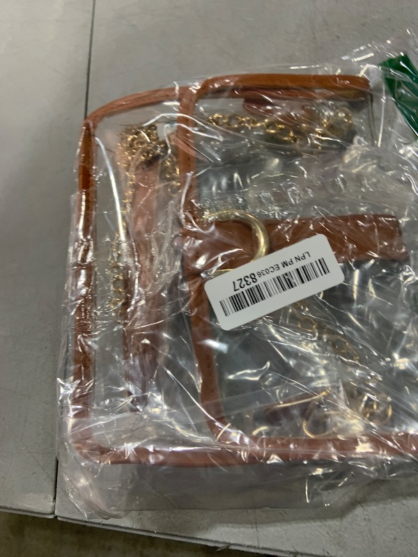 Photo 1 of Vorspack Clear Purse - Brown Stadium Approved Crossbody Bag with Adjustable Strap - Plastic Bag for Concert, Sport, Festival