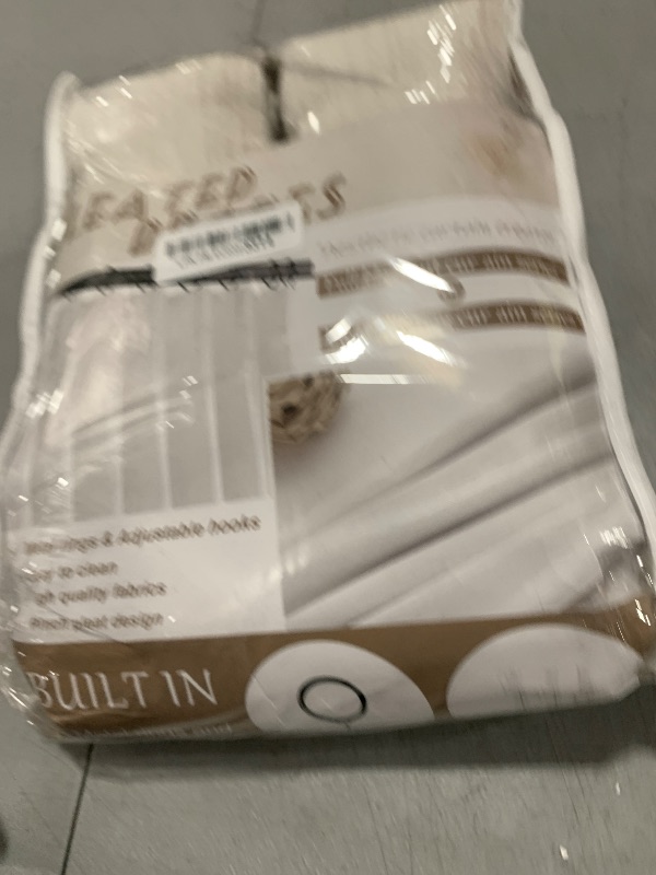 Photo 1 of Pinch Pleat Thick Linen Viral Curtains 84 Inch Length 2 Panels Set for Living Room,Cream Beige Neutral Pleated Semi Sheer Curtain Light Filtering Privacy Let Light in Bedroom Window Drapes 40" Wx84 L
