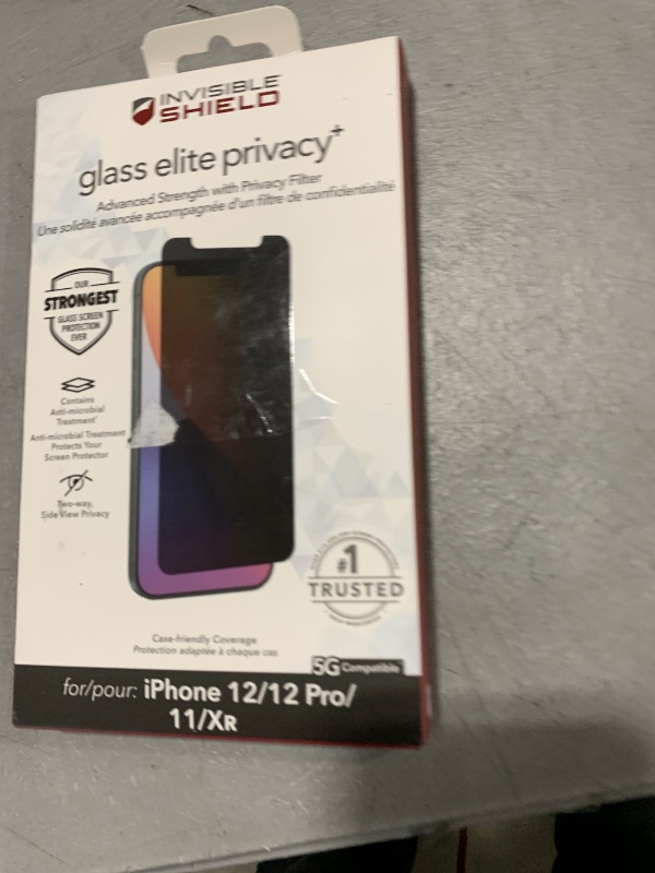 Photo 1 of ZAGG InvisibleShield Glass Elite Privacy+ - Privacy Screen Protector for iPhone 12 Pro, 12, 11, XR – 3X Impact Protection (200106681)