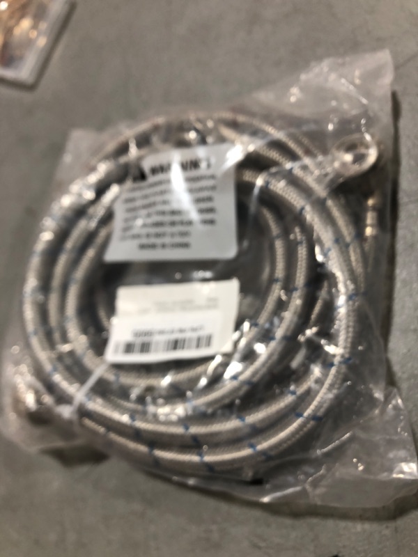 Photo 1 of Washer Hose 6ft,Stainless Steel Washing Machine Hose 6 Foot with 90 Degree Elbows 2 Packs Braided Premium Washer Hoses Supply Lines-Washer Hoses 6ft Hot and Cold Striped Water Connection-by MIFLUS