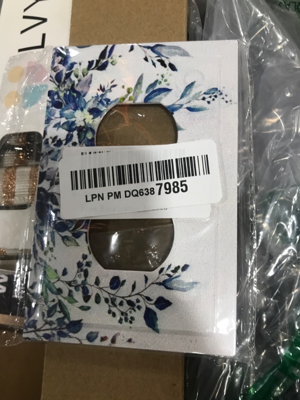 Photo 1 of Blue Eucalyptus Watercolor Plant Leaves Floral 1 Gang Duplex Outlet Covers Faceplate Decorative Light Switch Cover Plate Single Electrical Wall Plate Receptacle Switchplate for Country Bathroom Decor