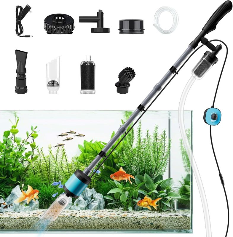 Photo 1 of lives 729GPH/15W Gravel Vacuum for Aquarium?[Upgraded Variable Frequency Motor] 6 in 1 Versatile Siphon Pump for Fish Tank, Fish Tank Cleaning Kit, Aquarium Vacuum Electric