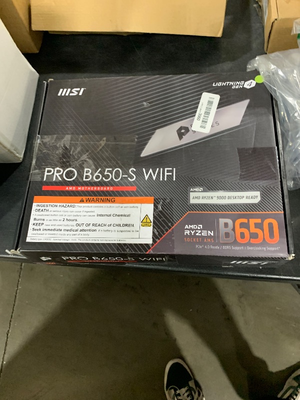 Photo 1 of MSI PRO B650-S WiFi ProSeries Motherboard (AMD Ryzen 9000/8000/7000 Series Processors, AM5, DDR5, PCIe 4.0, M.2 Slots, SATA 6Gb/s, USB 3.2 Gen 2, HDMI/DP, Wi-Fi 6E, Bluetooth 5.3, 2.5Gbps LAN, ATX)