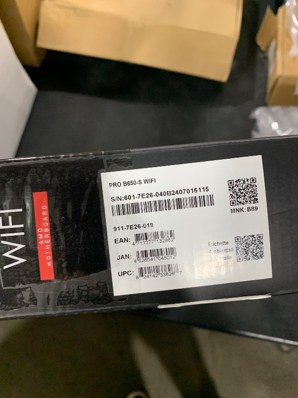 Photo 1 of MSI PRO B650-S WiFi ProSeries Motherboard (AMD Ryzen 9000/8000/7000 Series Processors, AM5, DDR5, PCIe 4.0, M.2 Slots, SATA 6Gb/s, USB 3.2 Gen 2, HDMI/DP, Wi-Fi 6E, Bluetooth 5.3, 2.5Gbps LAN, ATX)