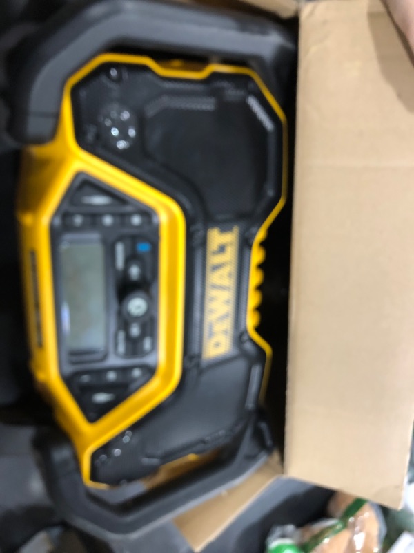 Photo 1 of DEWALT 12V/20V MAX Portable Bluetooth Radio, Cordless, 100 ft Range, 3.5” Subwoofers, Jobsite (DCR028B)