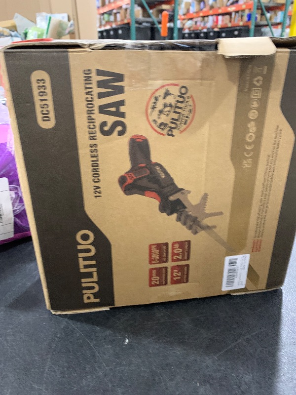 Photo 1 of PULITUO Cordless Reciprocating Saw, Speed 3000SPM?with Clamping Jaw, 2000 mAh Battery/ 1-Hour Fast Charge,Safety Gloves& Goggles, 4Pcs of Saw Blades for Wood/Metal/PVC