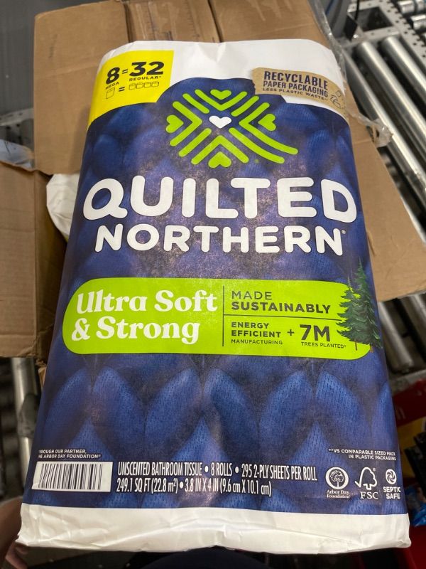Photo 1 of Quilted Northern Quilted Northern Ultra Soft & Strong Toilet Paper, 8 Mega Rolls, 8 = 32 Regular Rolls, 8 Count