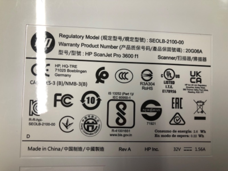 Photo 1 of HP ScanJet Pro 3600 f1 Professional Scanner, ADF, CIS scanning Technology, Flatbed (20G06A)