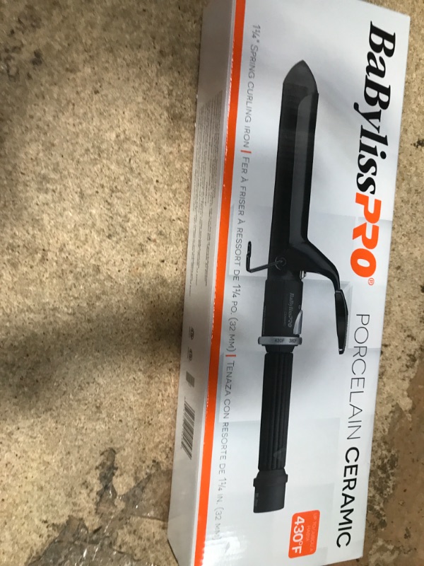 Photo 1 of BaBylissPRO Porcelain Ceramic 1 1/4 Inch Curling Iron, Hair Styling Tools & Appliances, BP125S