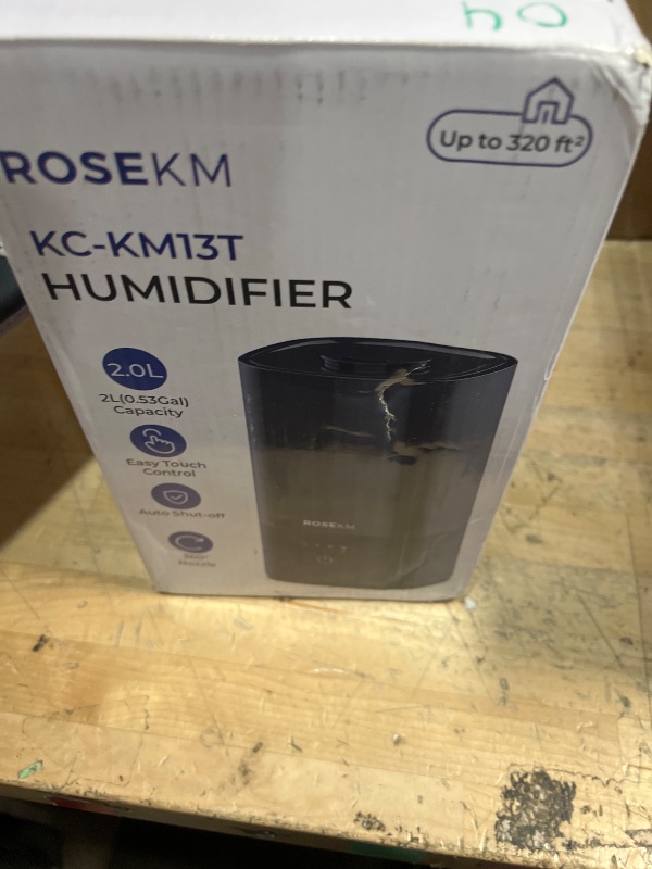 Photo 1 of ROSEKM Humidifiers for Bedroom, Cool Mist Humidifier for Home Plant and Baby Nursery, Quiet Ultrasonic Humidifier with 360° Nozzle, Auto Shut-Off, Filterless, Black