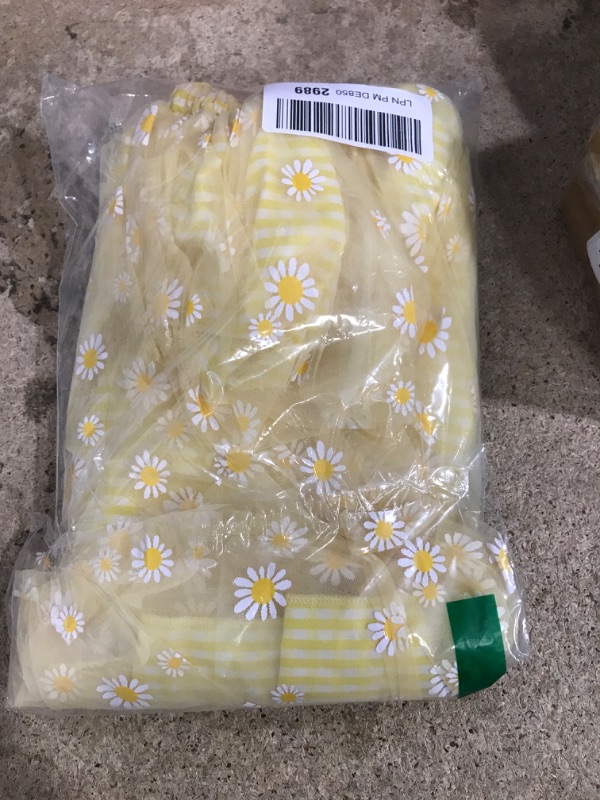 Photo 1 of 1st Birthday Girl Outfit Baby Floral Dress Princess Tutu Tulle Party Pageant Special Occasion Dresses Toddler Kids Spaghetti Straps Smocked Bowknot Wedding Little Flower Girl Dress Yellow 3-4T