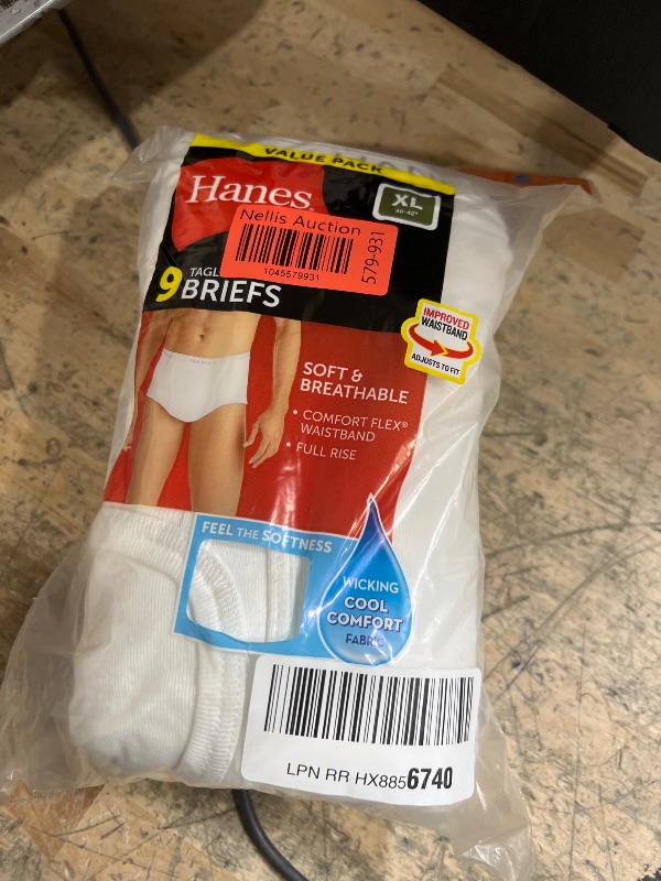 Photo 1 of Hanes Mens Moisture-wicking Cotton Briefs, Available In White And Black, Multi-packs, White - 9 Pack, X-Large US