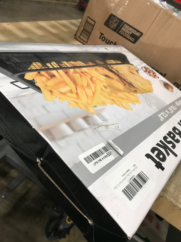 Photo 1 of Air Fryer Basket for Oven, Extra Large 18.8" x 12.8" Oven Air Fryer Basket and Tray Set with 30 PCS Parchment Papers, Demaxia Stainless Steel Air Fryer Pan and Crisper Tray (Silver)