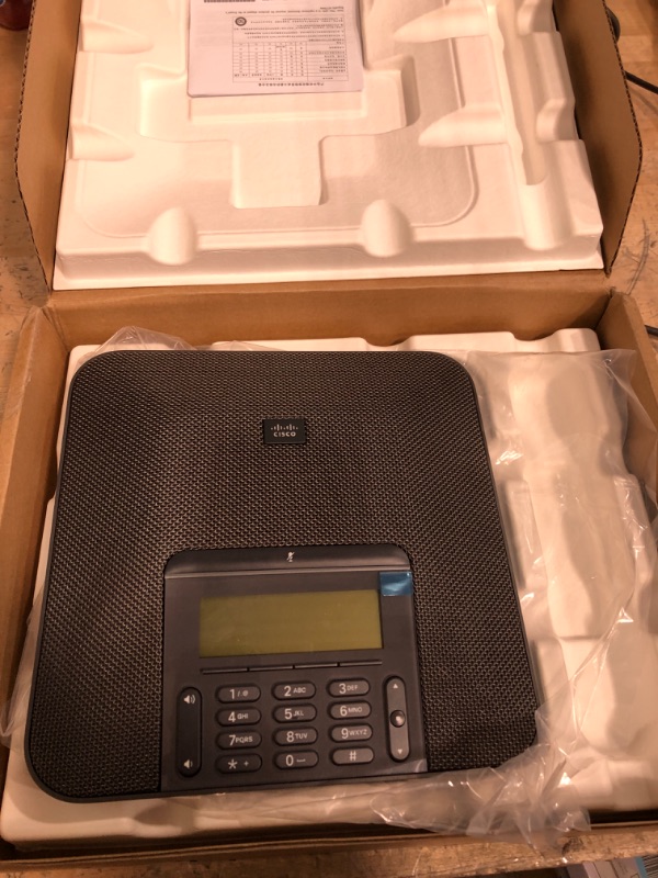 Photo 1 of (Parts Only) CISCO IP Conference Phone 7832 with Multiplatform Firmware, 360-Degree Microphone Coverage, 3.4-inch Monochrome LCD, Class 2 PoE, Supports 1 Line, 1-Year Limited Hardware Warranty (CP-7832-3PCC-K9=)
