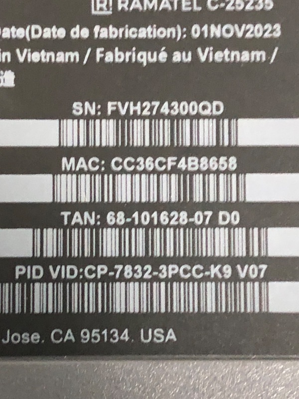 Photo 1 of (Parts Only) CISCO IP Conference Phone 7832 with Multiplatform Firmware, 360-Degree Microphone Coverage, 3.4-inch Monochrome LCD, Class 2 PoE, Supports 1 Line, 1-Year Limited Hardware Warranty (CP-7832-3PCC-K9=)