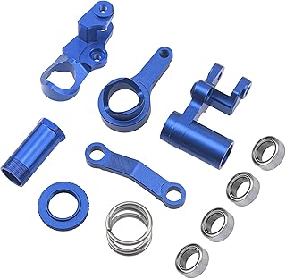 Photo 1 of ShareGoo Aluminum Alloy Steering Bellcranks & Servo Saver Spring Compatible with Traxxas 1/10 4x4 Slash Stampede Telluride 4WD RC Car (Blue)
