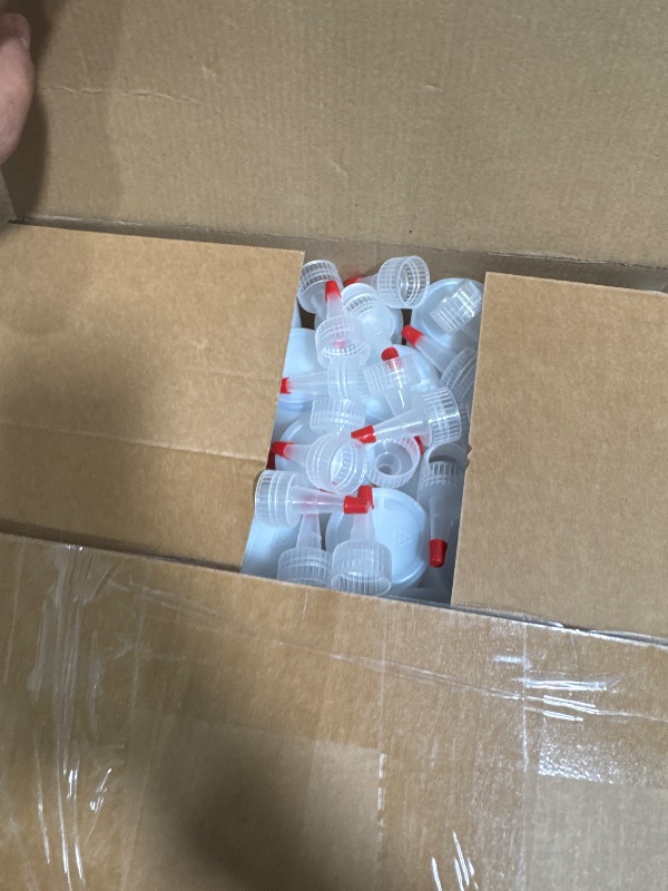 Photo 1 of *MISSING SOME* Jinei 60 Pack 8 oz Plastic Squeeze Bottles Clear Condiment Squeeze Bottles with Red Tip Cap Kitchen Empty Squirt Container Leak Proof for Arts Crafts
