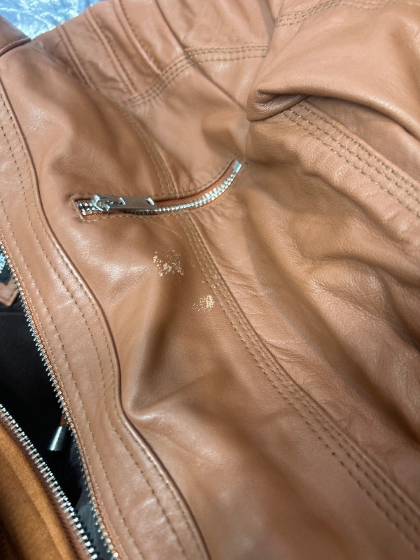 Photo 1 of (BAGGED) (DAMAGED) Decrum Womens Real Leather Jacket Hooded - Leather Jacket Women With Hood | [1309203] Helen Brown, M