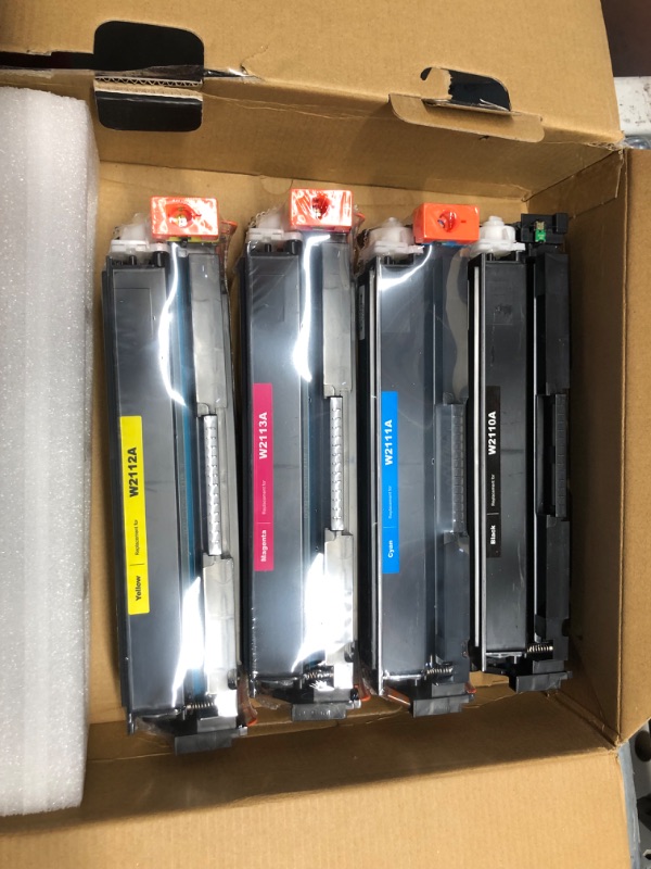 Photo 1 of 206A Toner Cartridges 4 Pack (with Chip) Compatible Replacement for HP 206A 206X for Color Pro MFP M283fdw M283cdw Pro M255dw M255nw M283 M255 M282 Printer | W2110A W2110X High Yield Toner BK/C/M/Y