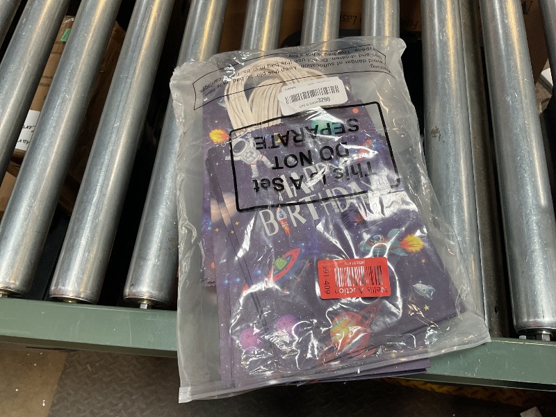 Photo 1 of Outus 32 Pack Outer Birthday Space Party Favors Space Goody Bags with Handles Galaxy Gift Bags Kraft Paper Planet Goodie Treat Astronaut Present for Boys Girls Theme Party