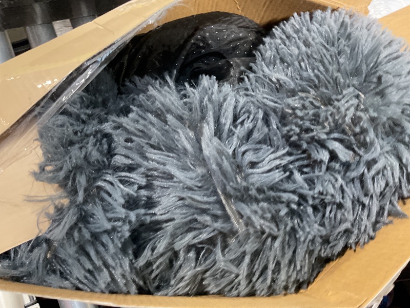 Photo 1 of EHEYCIGA Fluffy Dog Crate Bed for Extra Large Dogs, Plush Faux Fur Dog Crate Pad, Calming Anti Anxiety XL Dog Bed for Crate, Washable Soft Warm Dog Crate Mat with Non-Slip Bottom, Grey