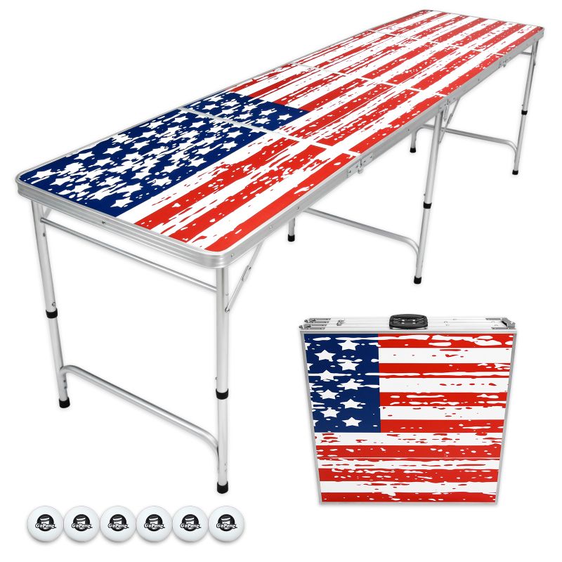 Photo 1 of **CRACK IN TABLE, SHOWN IN PICS** GoPong American Flag 8 Ft Portable Table Red/Blue - Billiards and Table Tennis at Academy Sports
