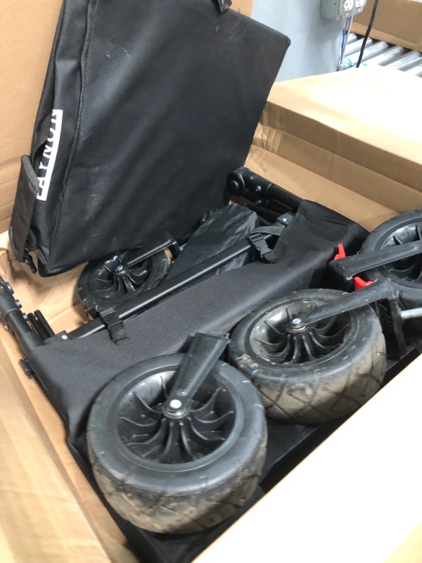 Photo 1 of 2 in 1 Collapsible Wagon with 300lbs Weight Capacity,150L Heavy Duty Utility Cart with Removable Canopy,with Big All-Terrain Beach Wheels & Drink Holders,Black