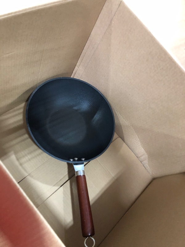 Photo 1 of 21st & Main Wok, Stir Fry Pan, Wooden Handle, 11 Inch, Lightweight Cast Iron, chef’s pan, pre-seasoned nonstick, for Chinese Japanese and other cooking
