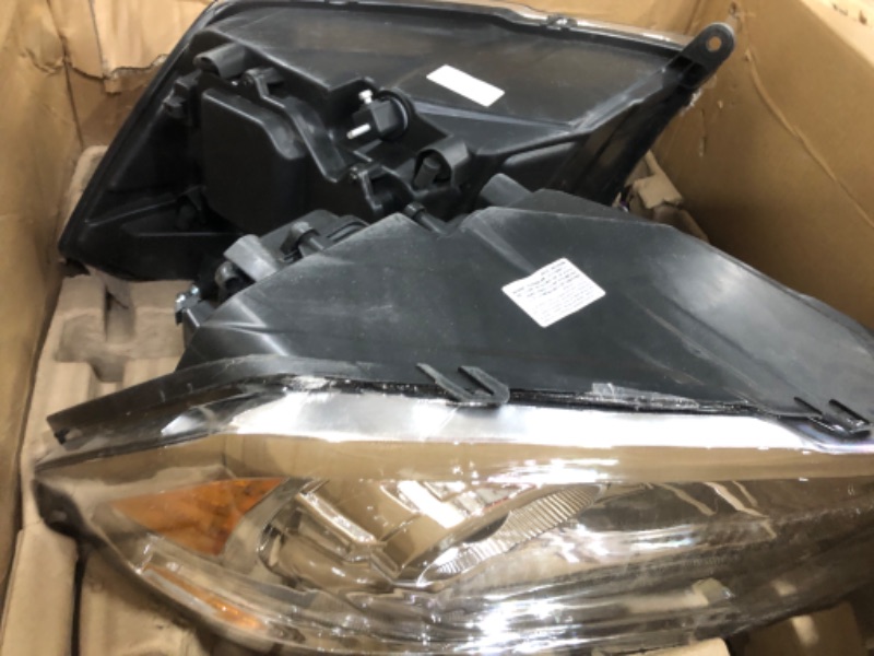 Photo 1 of PIT66 LED Bar Plank Style Headlight Assembly Compatible with 2009-2012 Dodge Ram 1500 2500 3500 Clear Lens Chrome Housing Amber Reflector