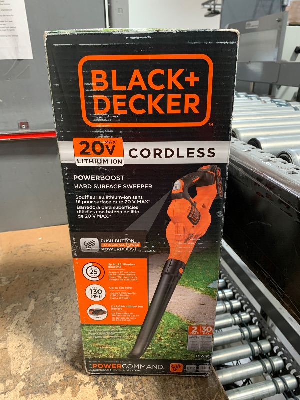 Photo 1 of BLACK+DECKER 20V MAX* Cordless Sweeper with Power Boost (LSW321)