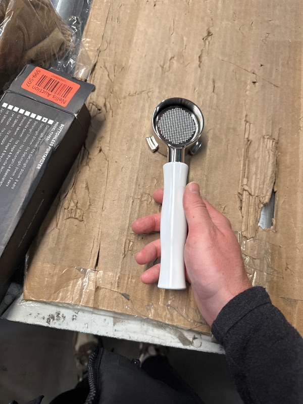 Photo 1 of (FAIR) Normcore 51mm Naked Bottomless Portafilter 3 Ears Fits Delonghi Dedica EC680 and EC685, SMEG EUPA Espresso Machines, White Anodized Aluminum Handle, Included 18g Portafilter Basket