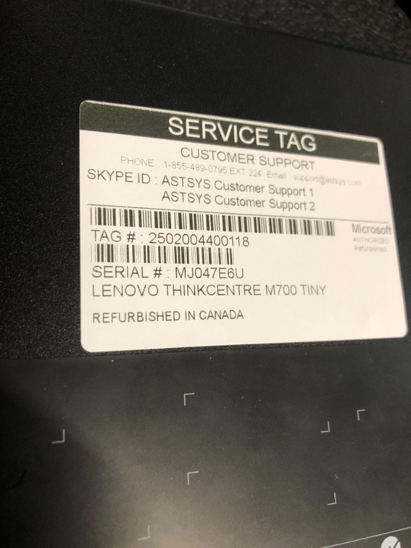 Photo 1 of **FOR PARTS, VGA CORD IS BROKEN**
Lenovo ThinkCentre M700 Tiny Business Desktop PC
