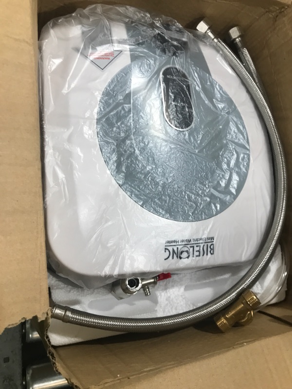 Photo 1 of 110V-120V 1440-1500W Small Under Sink Tank 2.5 Gallon Water Heater Hot Storage,Mini Instant Electric RV TR Trailer Kitchen Compact,Food Truck 2 PCs 16” Long 1/2”FIP Stainless Steel Hose (BI-2.5)