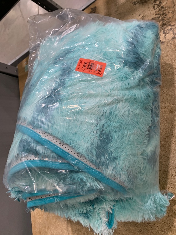 Photo 1 of 5x7 Rugs for Living Room, Shag Area Rugs 5x7 for Bedroom, Non-Slip Fluffy Carpet for Playroom, Soft Plush Carpet for Nursery, Tie-dye Teal