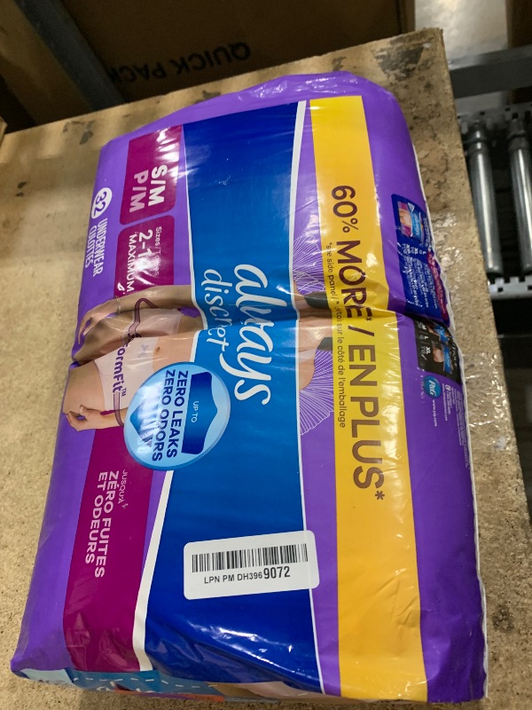 Photo 1 of Always Discreet Incontinence & Postpartum Incontinence Underwear for Women, Small/Medium, Maximum Protection, 32 Count