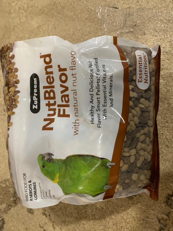 Photo 1 of **(EXP:04/28/2025)** **NONREFUNDABLE** ZuPreem NutBlend Bird Pellets, Daily Bird Food for Parrot, Conure, Caique, African Grey, Eclectus, Small Cockatoo, Core Nutrition for Medium Large Birds, Made in USA, Parrot Food (M/L, 3.25 lb)