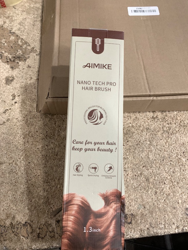 Photo 1 of AIMIKE Round Brush, 1.3 Inch Barrel, Nano Thermal Ceramic & Ionic Tech, Boar Bristles, for Blow Drying, Styling, Curling and Shine, Gold + 4 Clips